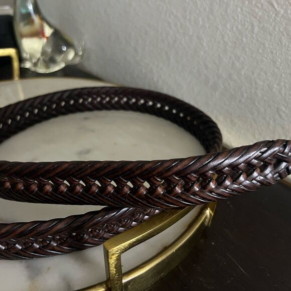 Nautica Braided Men’s Genuine Leather Belt Brown Silver Tone 34 & Black Studded - Picture 9 of 15